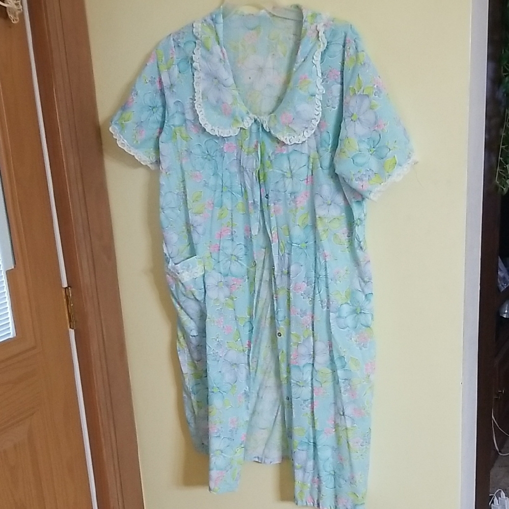 Floral Pastel Nightgown Or Robe with Lace Trim